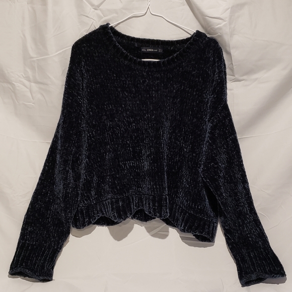 ZARA Knit cropped, velvety, floppy Sweater Small - Picture 1 of 5
